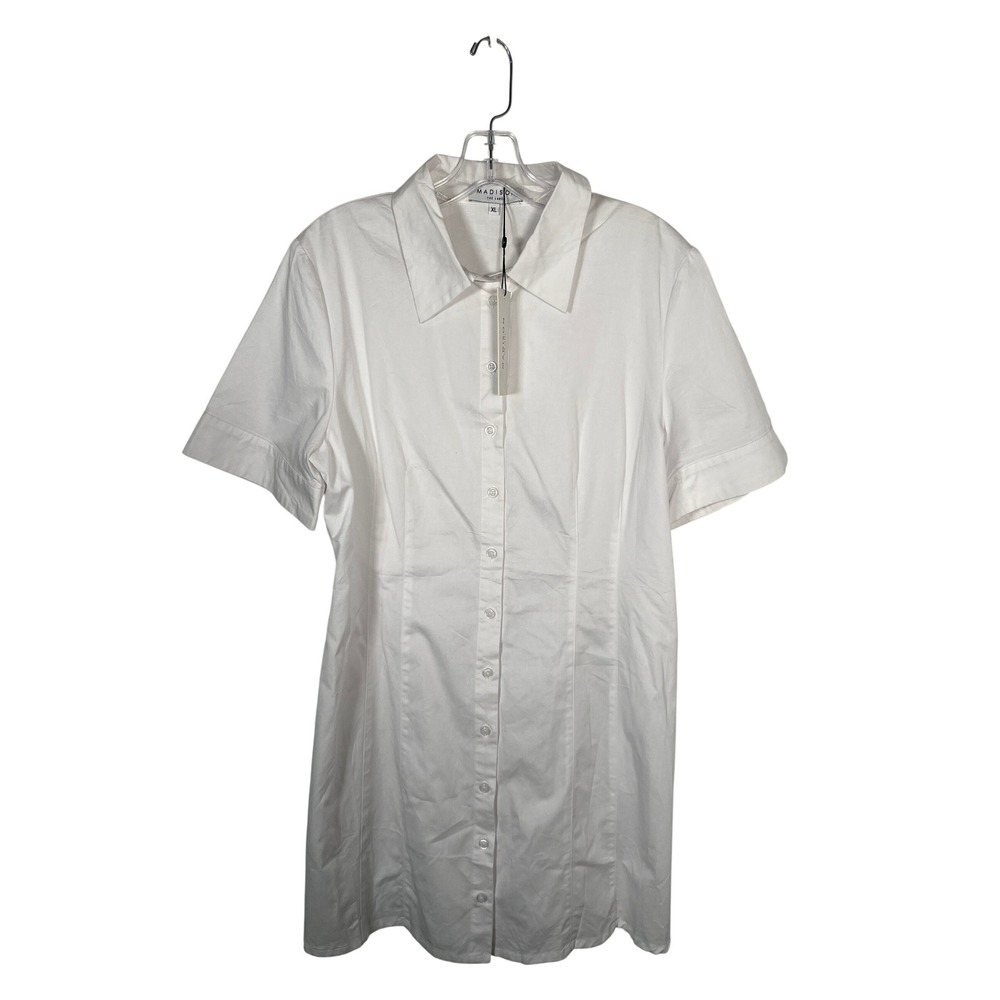 Madison The Label White‎ Short Sleeve Cotton Shirt Dress XL Resortwear